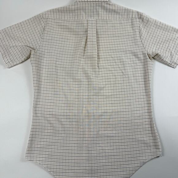 Vintage 70s Sears Perma-Prest 15-1/2" Regular Cut White Brown Office Dress Shirt - Picture 6 of 7